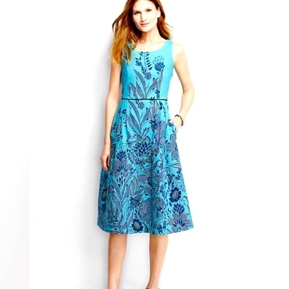 NWT, Lands’ End,Blue Radiance,Fit & Flare,Strap Holders, Relaxed Back, Size 4P - Picture 1 of 15